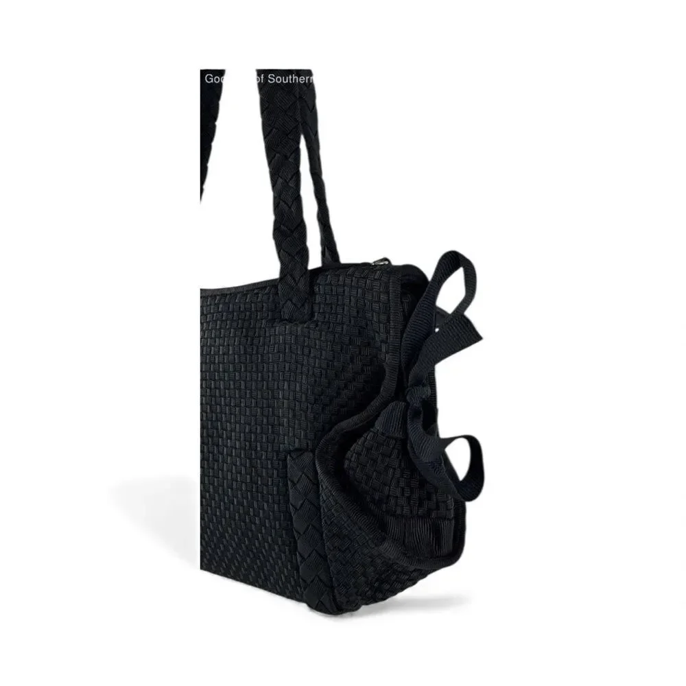 The Sak Black Woven Nylon Tote Bag – Braided Straps, Shoulder Bag